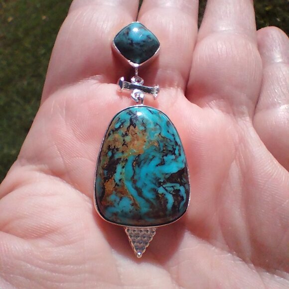 Jay King DTR mine finds Ceremonial Kingman Turquoise slide 925 Sterling Silver - Picture 10 of 15